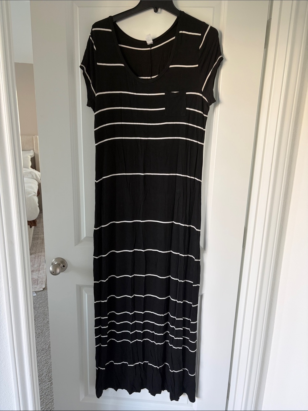 Black and White Striped Maxi Dress